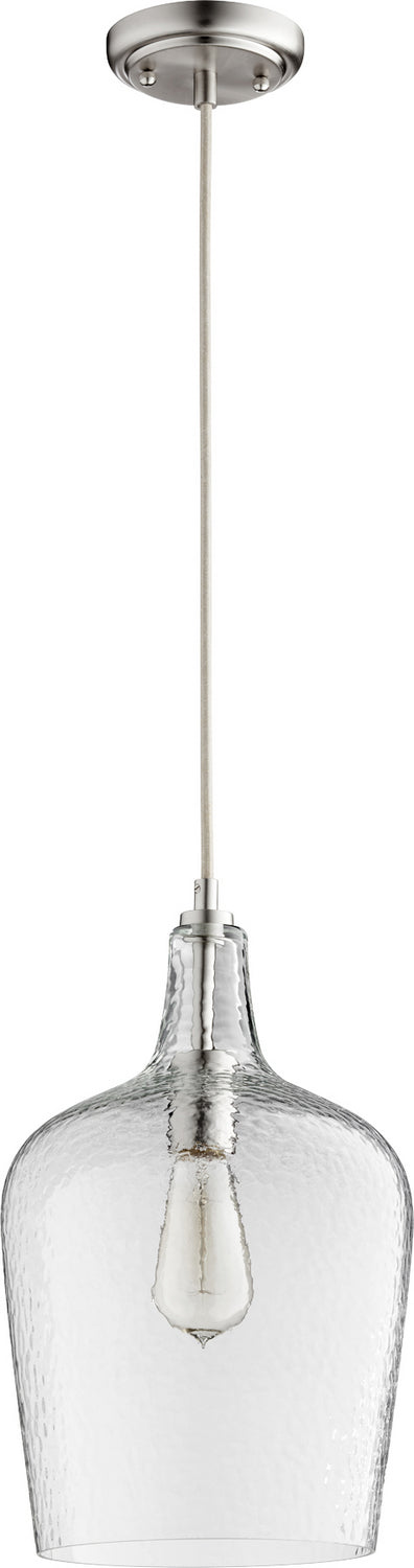 Quorum 8043-65 One Light Pendant, Satin Nickel Finish - LightingWellCo
