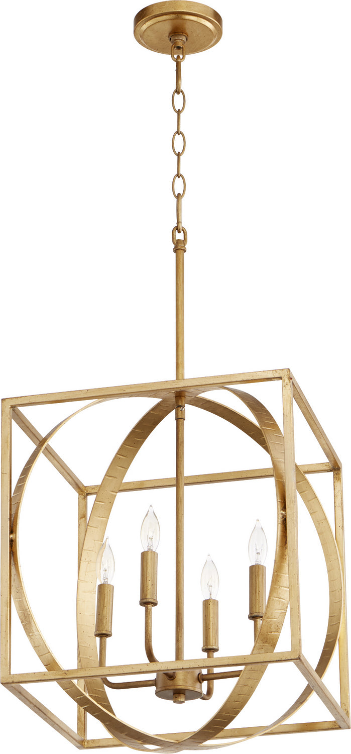 Quorum 8150-4-74 Four Light Pendant, Gold Leaf Finish - LightingWellCo