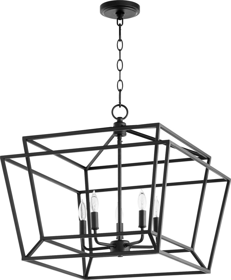 Quorum 8407-5-69 Five Light Chandelier, Black Finish - LightingWellCo