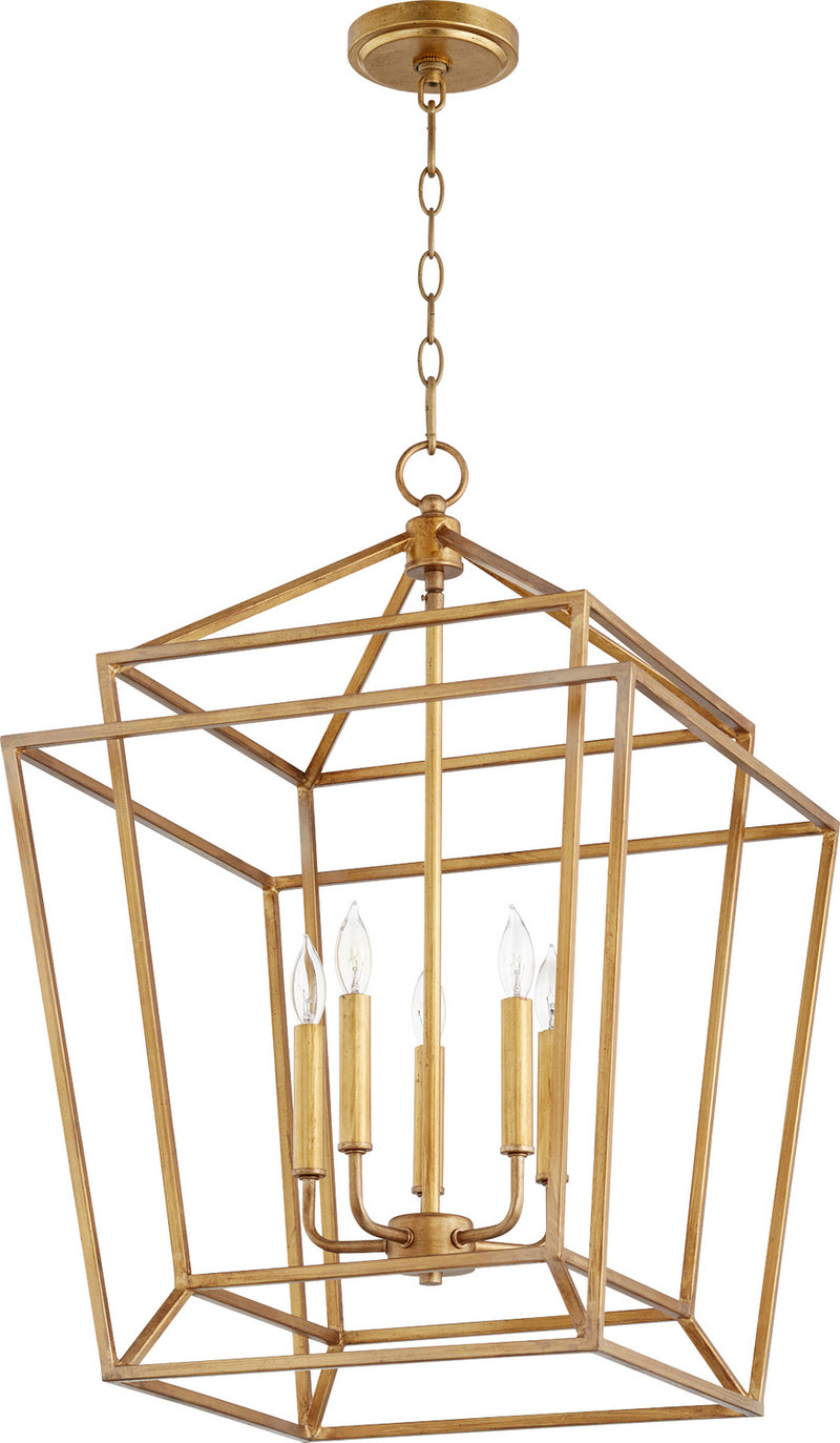 Quorum 8807-5-74 Five Light Entry Pendant, Gold Leaf Finish - LightingWellCo