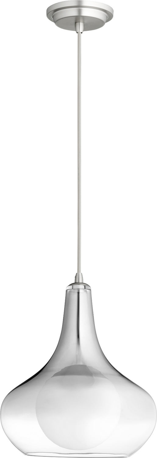 Quorum 8819-65 One Light Pendant, Satin Nickel w/ Smoke Ombre Finish - LightingWellCo