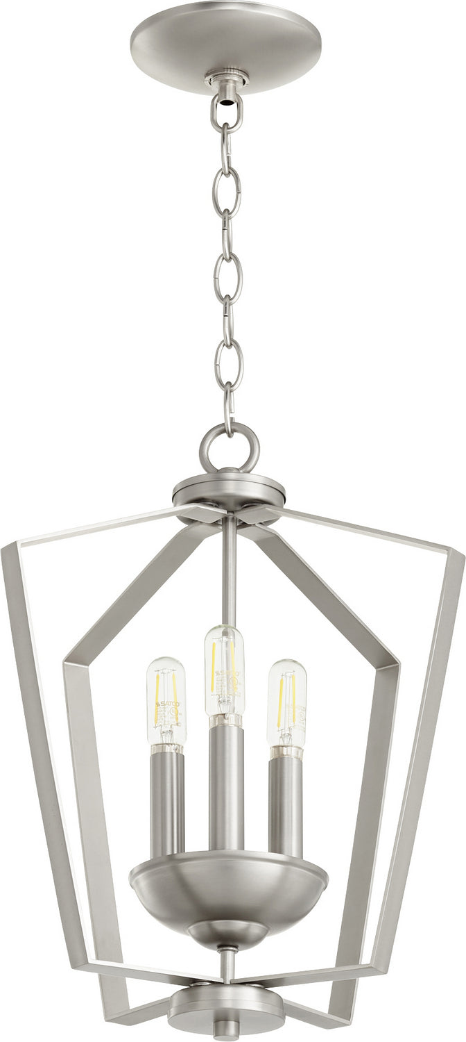 Quorum 894-3-65 Three Light Entry Pendant, Satin Nickel Finish - LightingWellCo