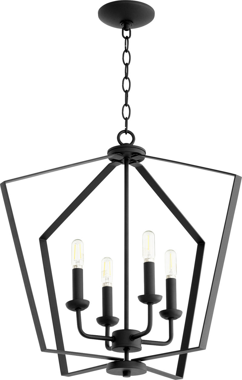 Quorum 894-4-69 Four Light Entry Pendant, Black Finish - LightingWellCo