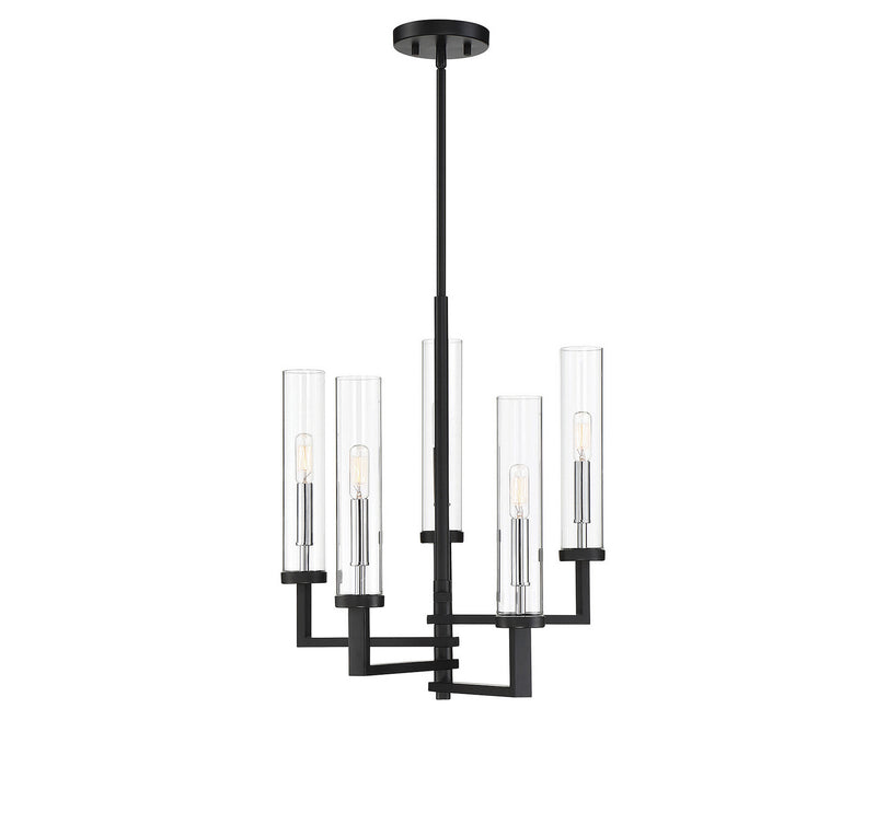 Savoy House 1-2135-5-67 Five Light Chandelier, Matte Black with Polished Chrome Accents Finish LightingWellCo