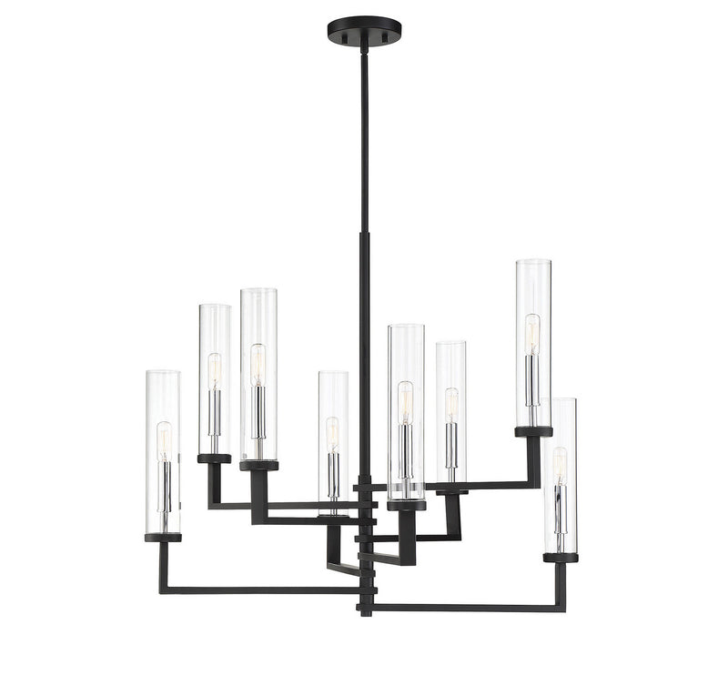 Savoy House 1-2139-8-67 Eight Light Chandelier, Matte Black with Polished Chrome Accents Finish LightingWellCo