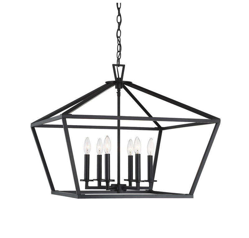 Savoy House 3-325-6-89 Six Light Foyer Lantern, Matte Black Finish LightingWellCo