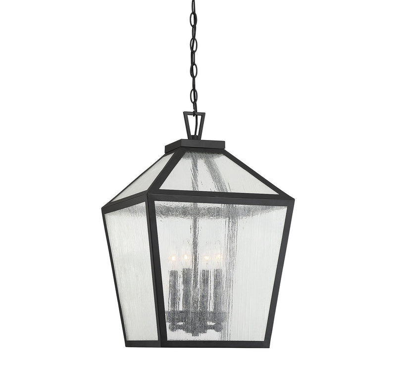 Savoy House 5-104-BK Four Light Outdoor Hanging Lantern, Black Finish LightingWellCo