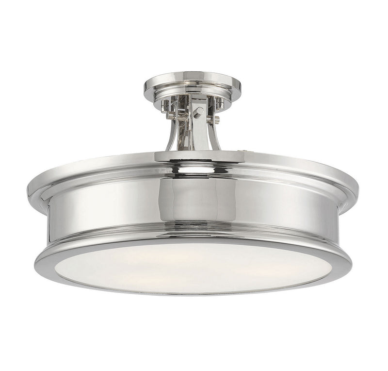 Savoy House 6-134-3-109 Three Light Semi-Flush Mount, Polished Nickel Finish LightingWellCo