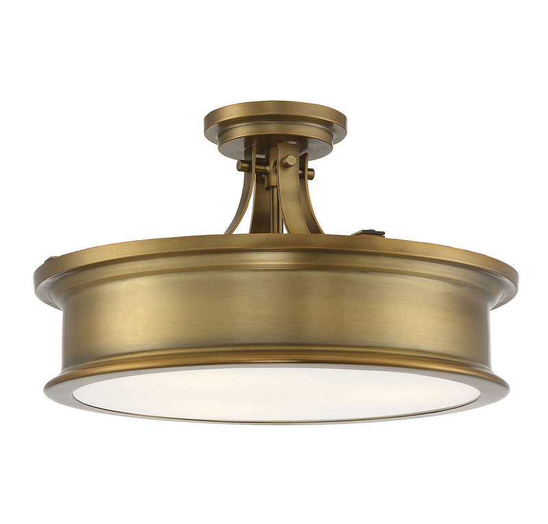 Savoy House 6-134-3-322 Three Light Semi-Flush Mount, Warm Brass Finish LightingWellCo