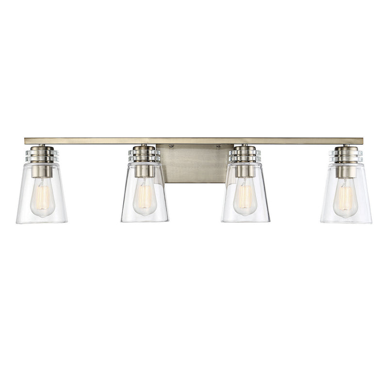 Savoy House Brannon 8-2148-4-127 Four Light Bath Bar, Noble Brass Finish - LightingWellCo