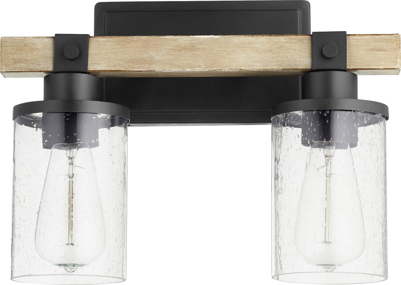 Quorum 5189-2-69 Two Light Vanity, Black w Driftwood finish Finish - LightingWellCo
