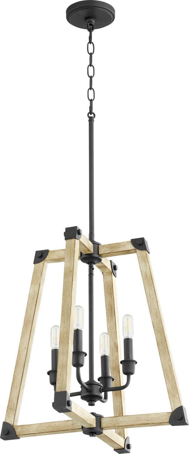 Quorum 6789-4-69 Four Light Entry Pendant, Black w Driftwood finish Finish - LightingWellCo