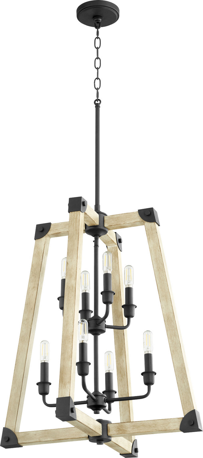Quorum 6789-8-69 Eight Light Entry Pendant, Black w Driftwood finish Finish - LightingWellCo