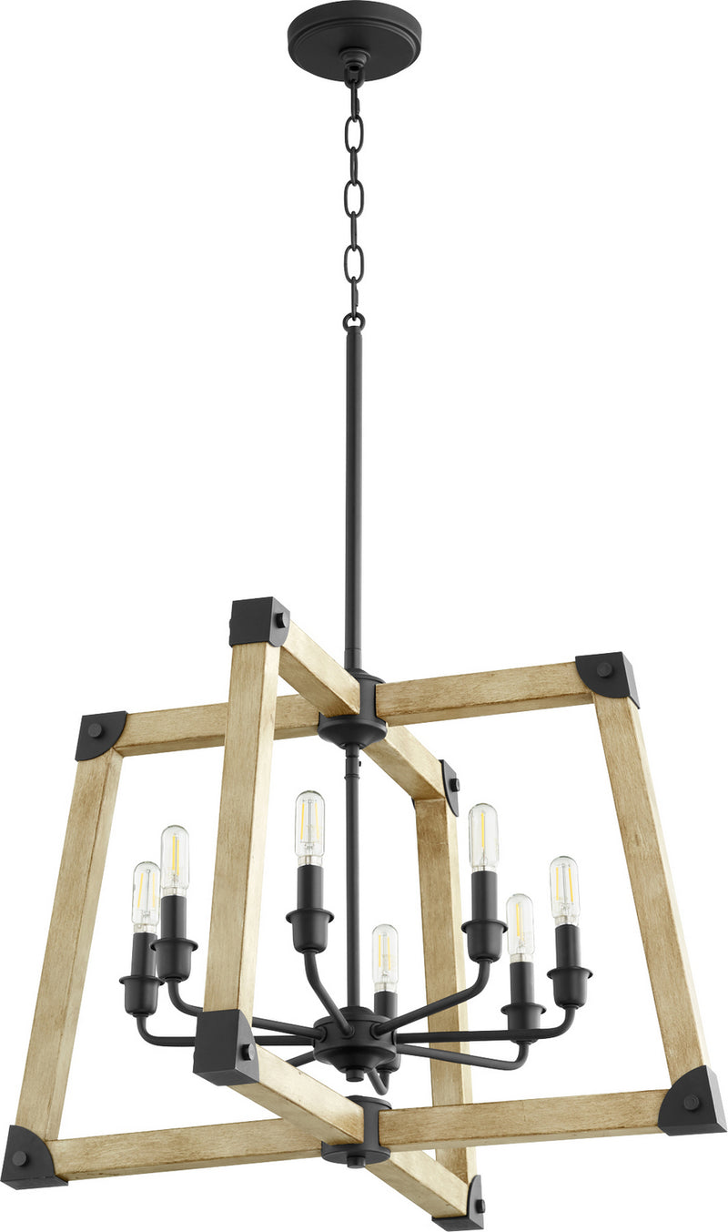 Quorum 8189-8-69 Eight Light Pendant, Black w Driftwood finish Finish - LightingWellCo