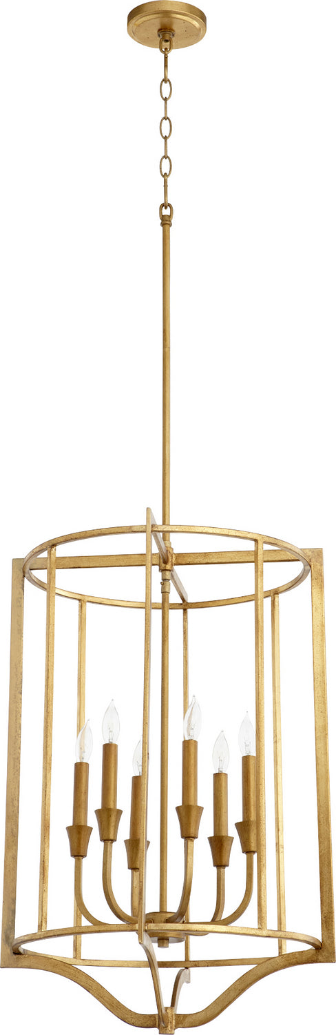 Quorum 6814-6-74 Six Light Pendant, Gold Leaf Finish - LightingWellCo