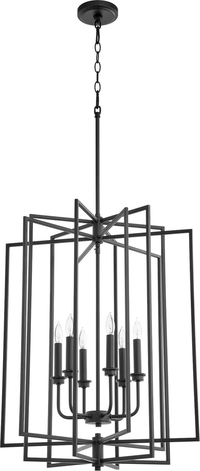 Quorum 688-6-69 Six Light Entry Pendant, Black Finish - LightingWellCo