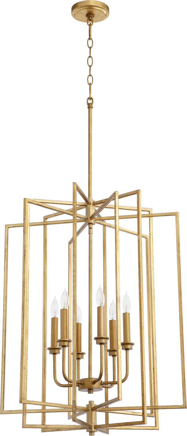 Quorum 688-6-74 Six Light Entry Pendant, Gold Leaf Finish - LightingWellCo