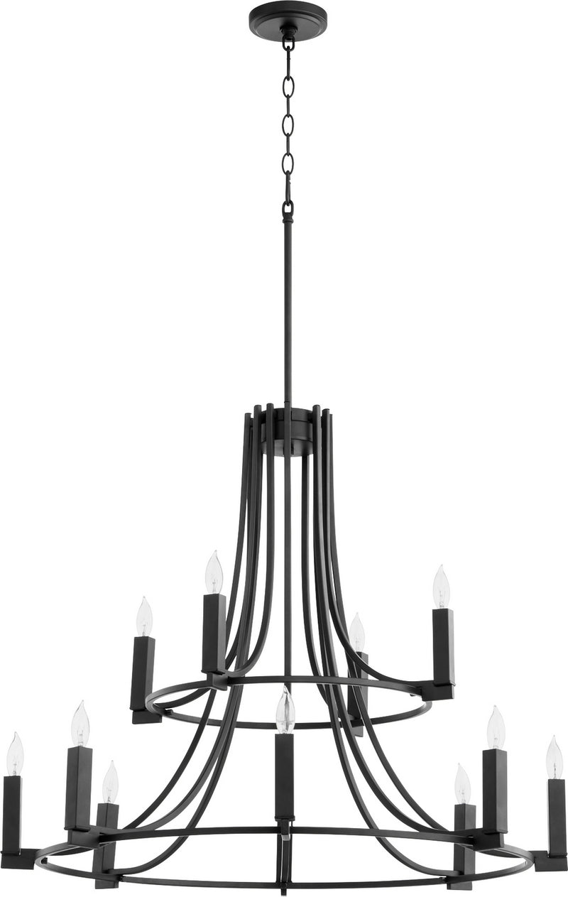 Quorum 696-12-69 12 Light Chandelier, Black Finish - LightingWellCo