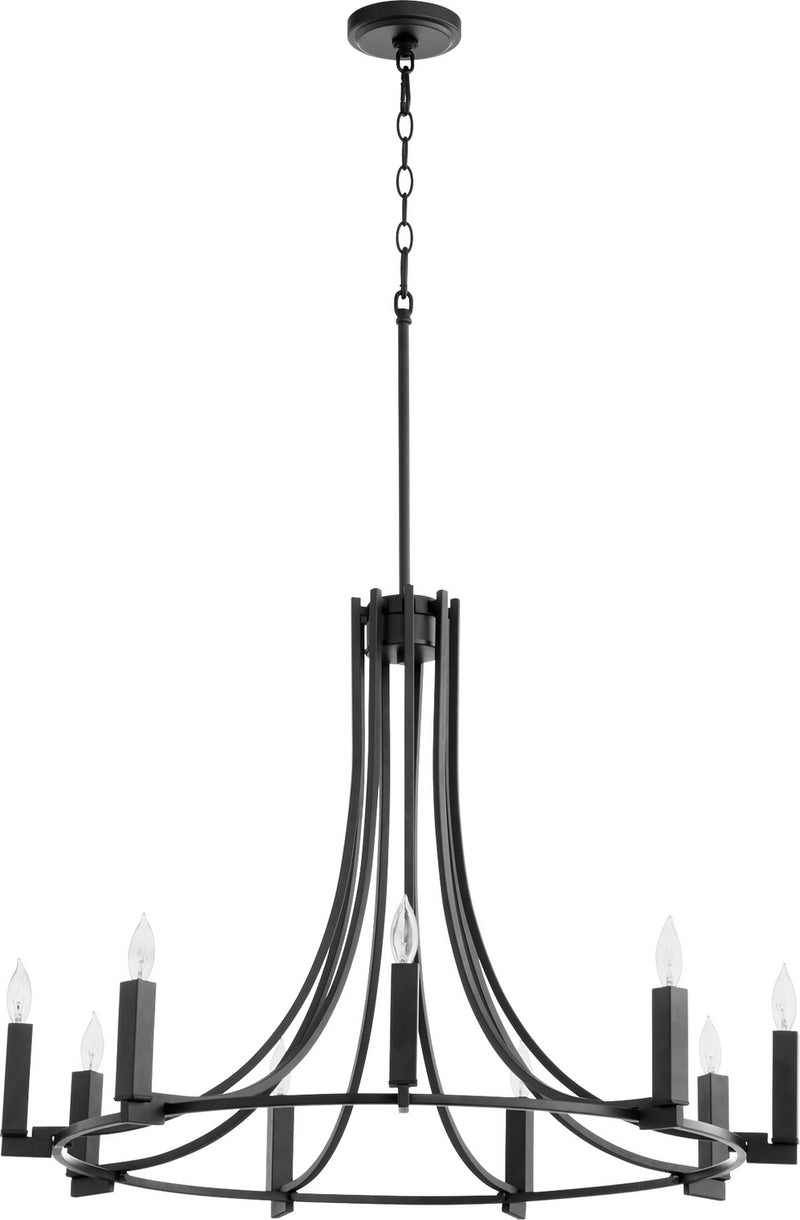 Quorum 696-9-69 Nine Light Chandelier, Black Finish - LightingWellCo