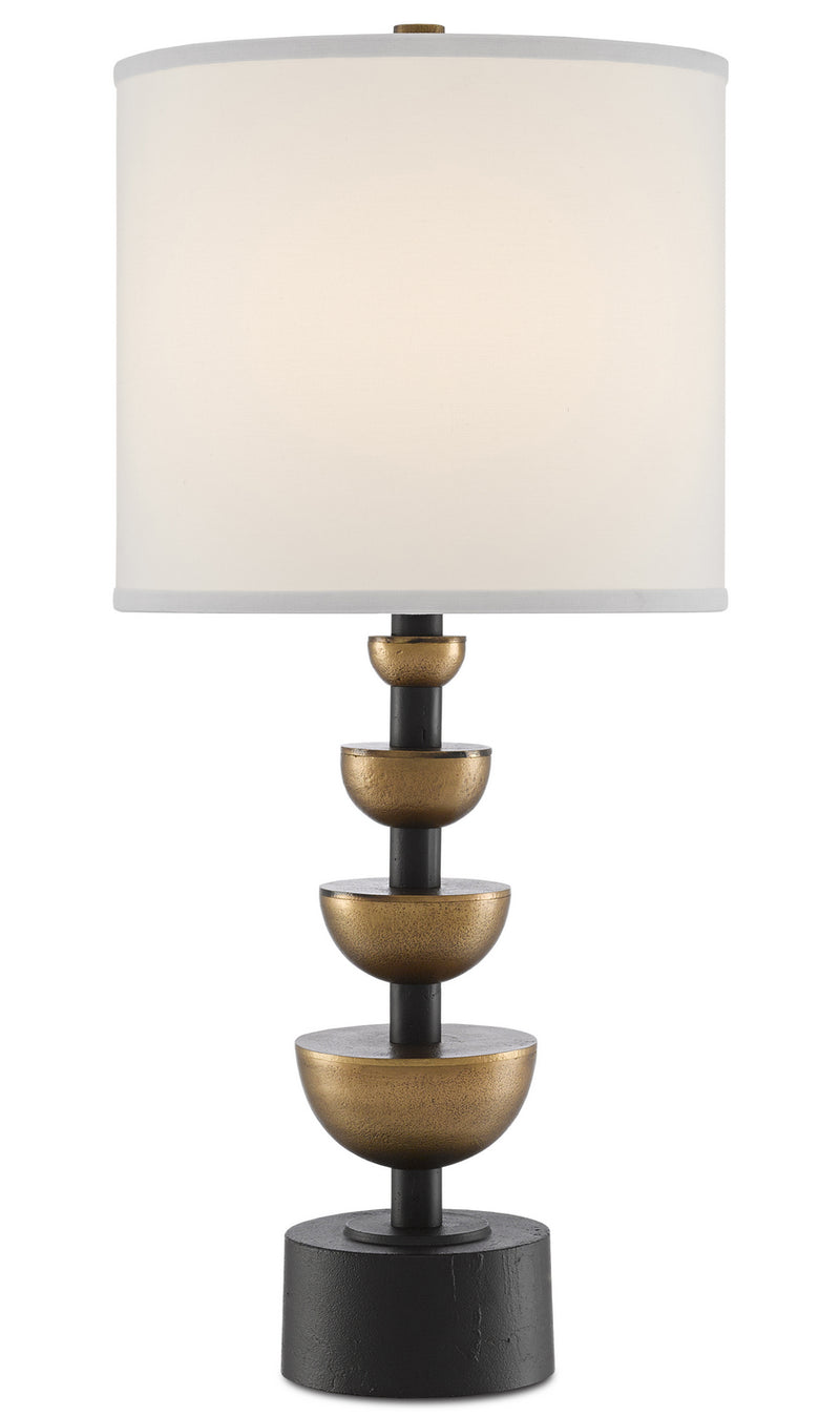 Currey and Company 6000-0509 Table Lamp, Antique Brass/Black Finish - LightingWellCo