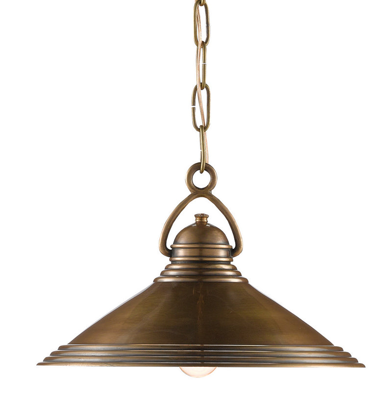 Currey and Company 9000-0407 One Light Pendant, Vintage Brass Finish - LightingWellCo