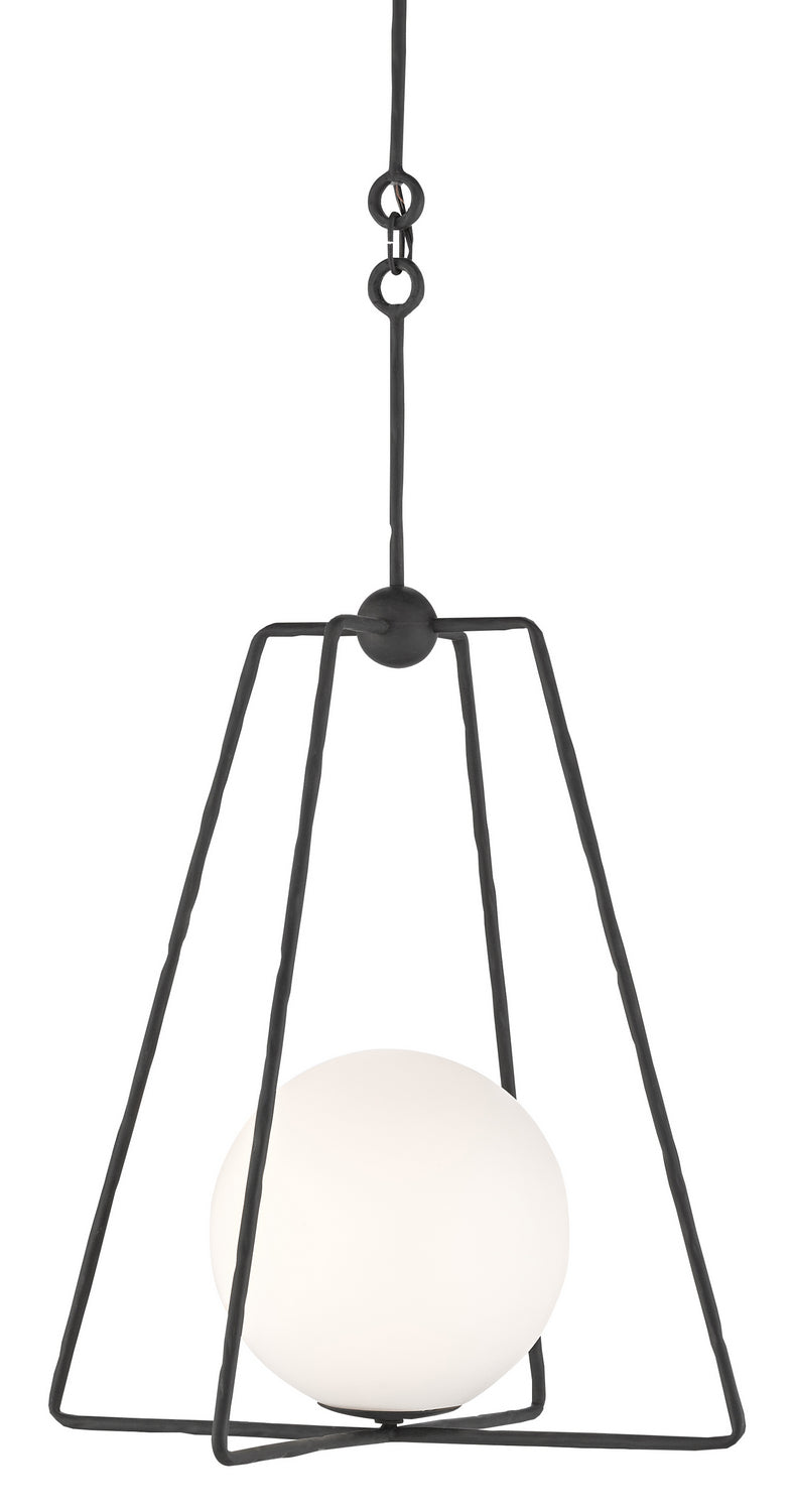 Currey and Company 9000-0451 One Light Pendant, Antique Bronze/White Finish - LightingWellCo