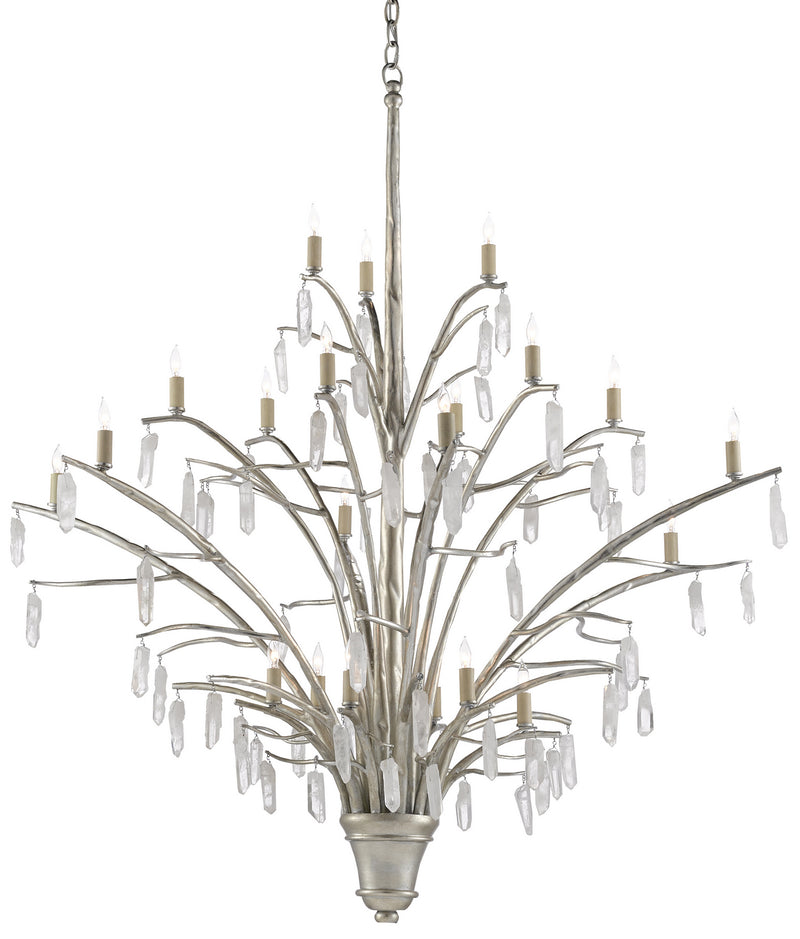 Currey and Company 9000-0508 21 Light Chandelier, Contemporary Silver Leaf/Natural Finish - LightingWellCo
