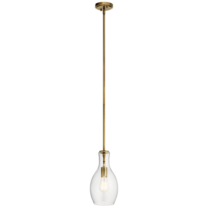 Kichler 42456NBR One Light Mini Pendant, Natural Brass Finish - LightingWellCo
