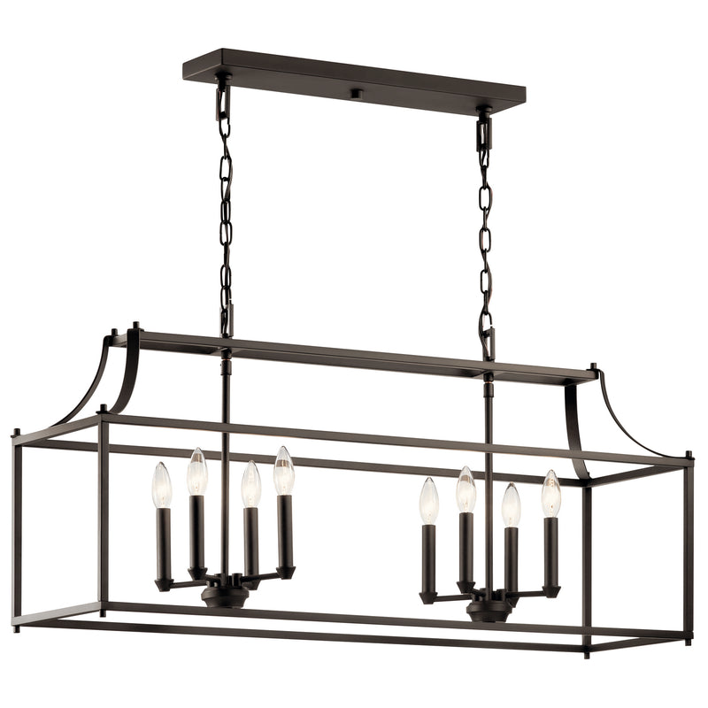 Kichler 42497OZ Eight Light Linear Chandelier, Olde Bronze Finish - LightingWellCo