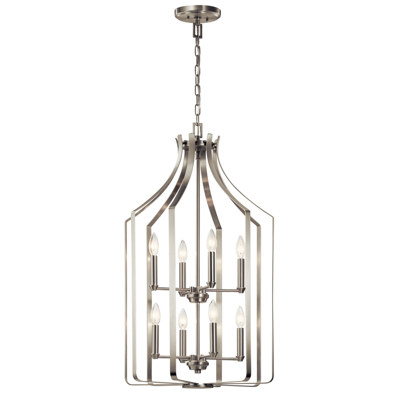 Kichler 42498NI Eight Light Foyer Chandelier, Brushed Nickel Finish - LightingWellCo