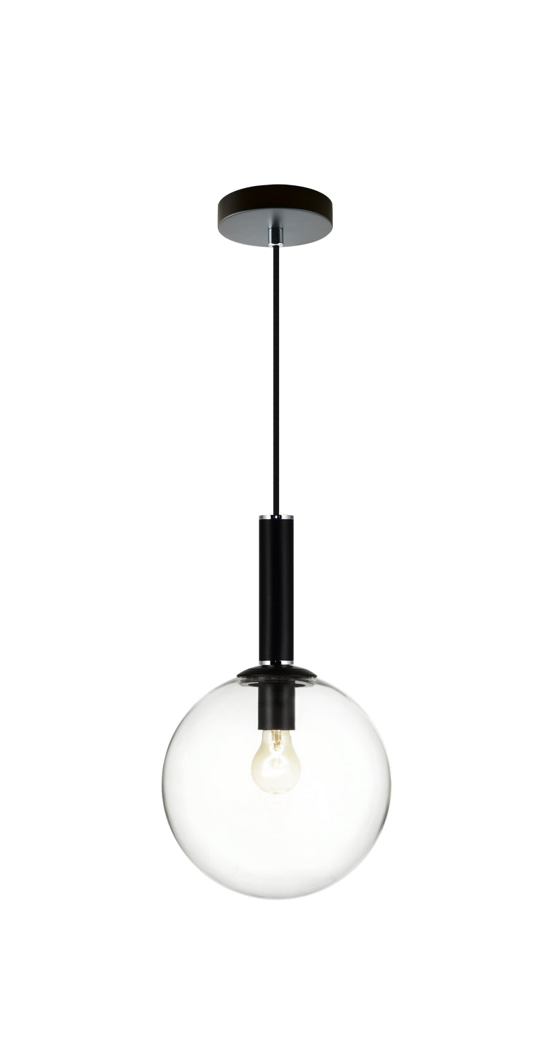 Matteo Lighting C75311BKCL One Light Pendant, Black Finish - LightingWellCo