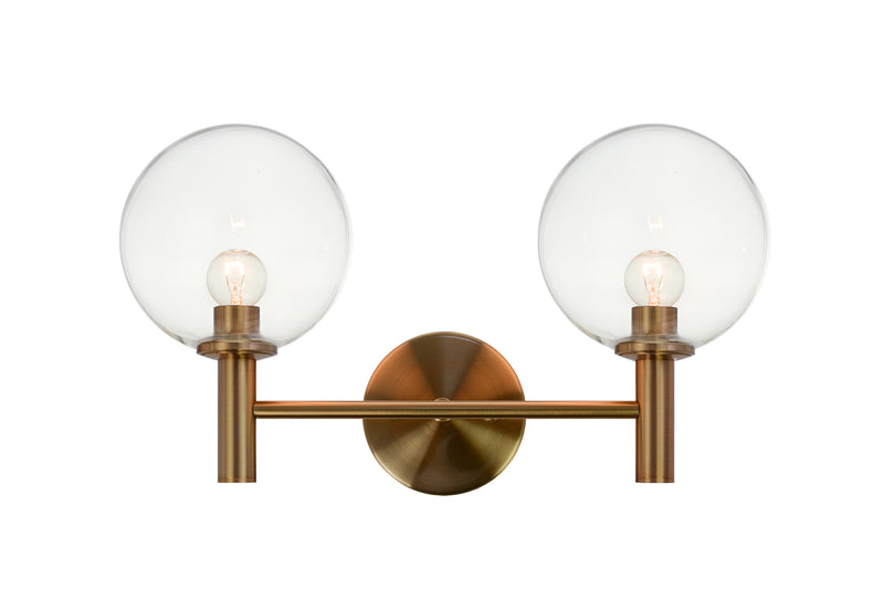 Matteo Lighting S06002AGCL Two Light Wall Sconce, Aged Gold Brass Finish - LightingWellCo