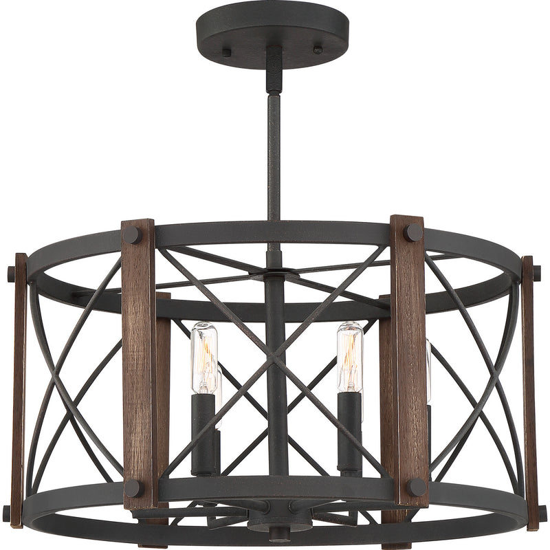 Quoizel BRO1720MK Six Light Semi-Flush Mount, Marcado Black Finish - LightingWellCo