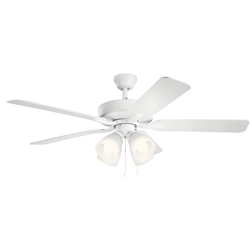 Kichler 330016MWH 52``Ceiling Fan, Matte White Finish - LightingWellCo