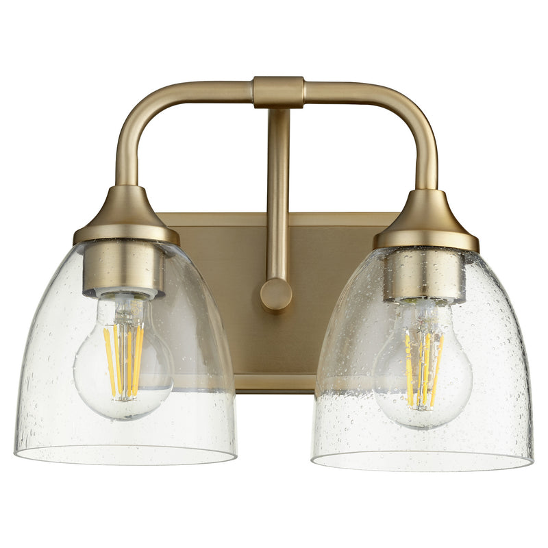 Quorum 5059-2-280 Two Light Vanity, Aged Brass w/ Clear/Seeded Finish - LightingWellCo