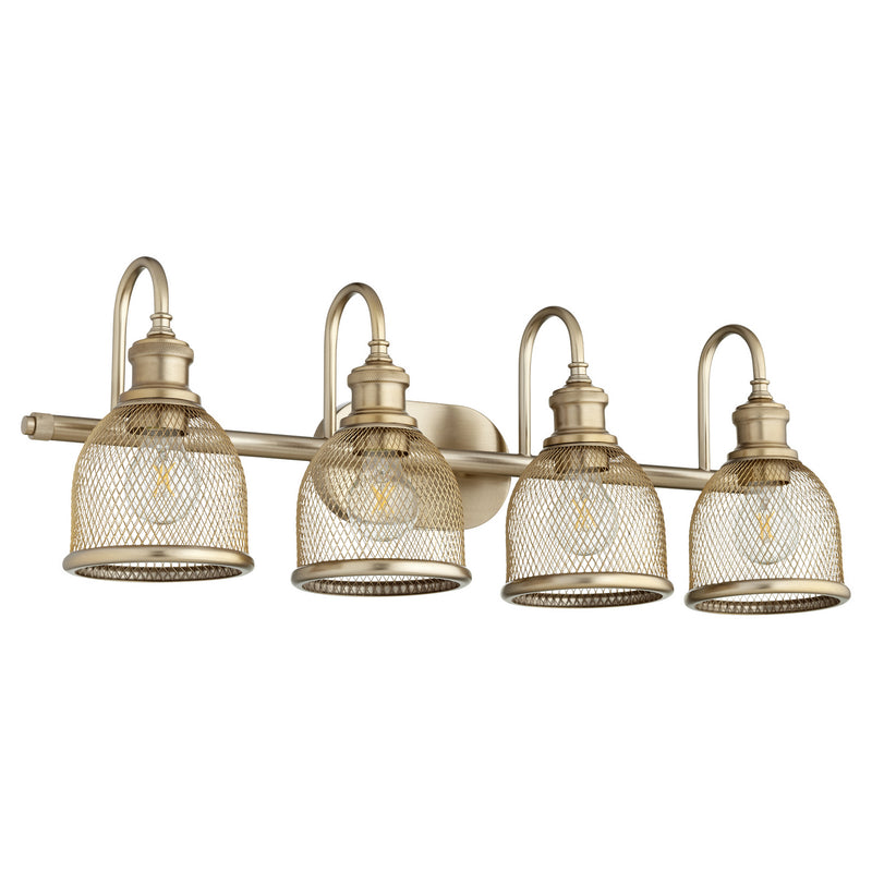 Quorum 5212-4-80 Four Light Vanity, Aged Brass Finish - LightingWellCo