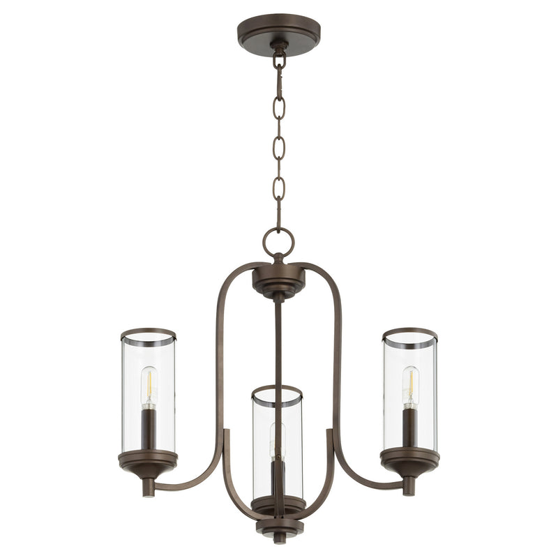 Quorum 6044-3-86 Three Light Chandelier, Oiled Bronze Finish - LightingWellCo