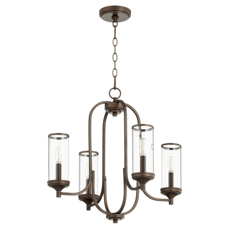Quorum 6044-4-86 Four Light Chandelier, Oiled Bronze Finish - LightingWellCo