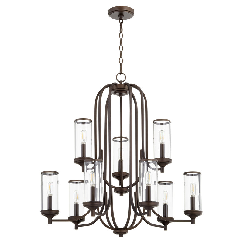 Quorum 6044-9-86 Nine Light Chandelier, Oiled Bronze Finish - LightingWellCo