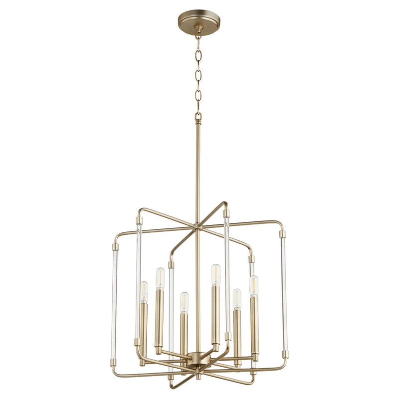 Quorum 6114-6-80 Six Light Pendant, Aged Brass Finish - LightingWellCo