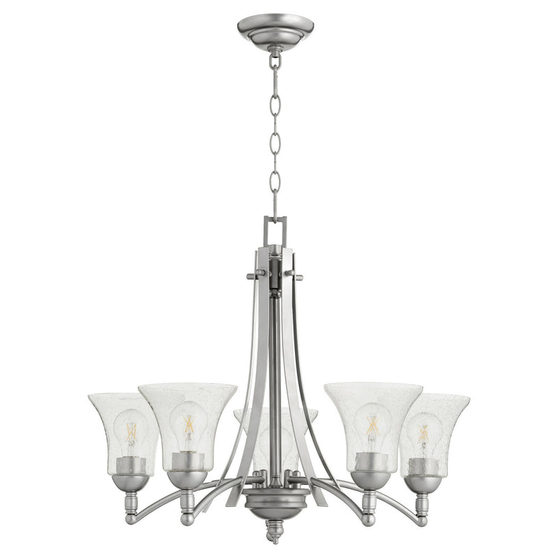 Quorum 6177-5-64 Five Light Chandelier, Classic Nickel Finish - LightingWellCo
