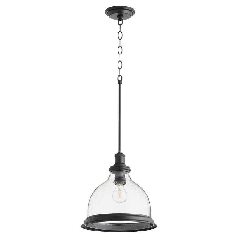 Quorum 6193-12-69 One Light Pendant, Black w ClearSeeded Finish - LightingWellCo