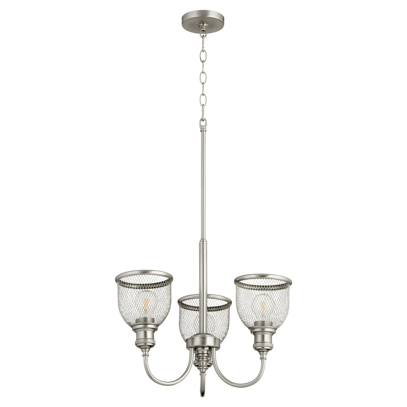 Quorum 6212-3-65 Three Light Chandelier, Satin Nickel Finish - LightingWellCo