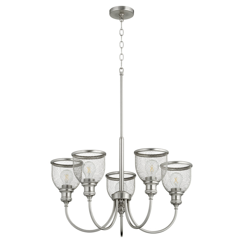 Quorum 6212-5-65 Five Light Chandelier, Satin Nickel Finish - LightingWellCo