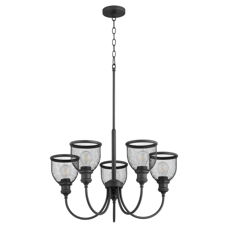 Quorum 6212-5-69 Five Light Chandelier, Black Finish - LightingWellCo