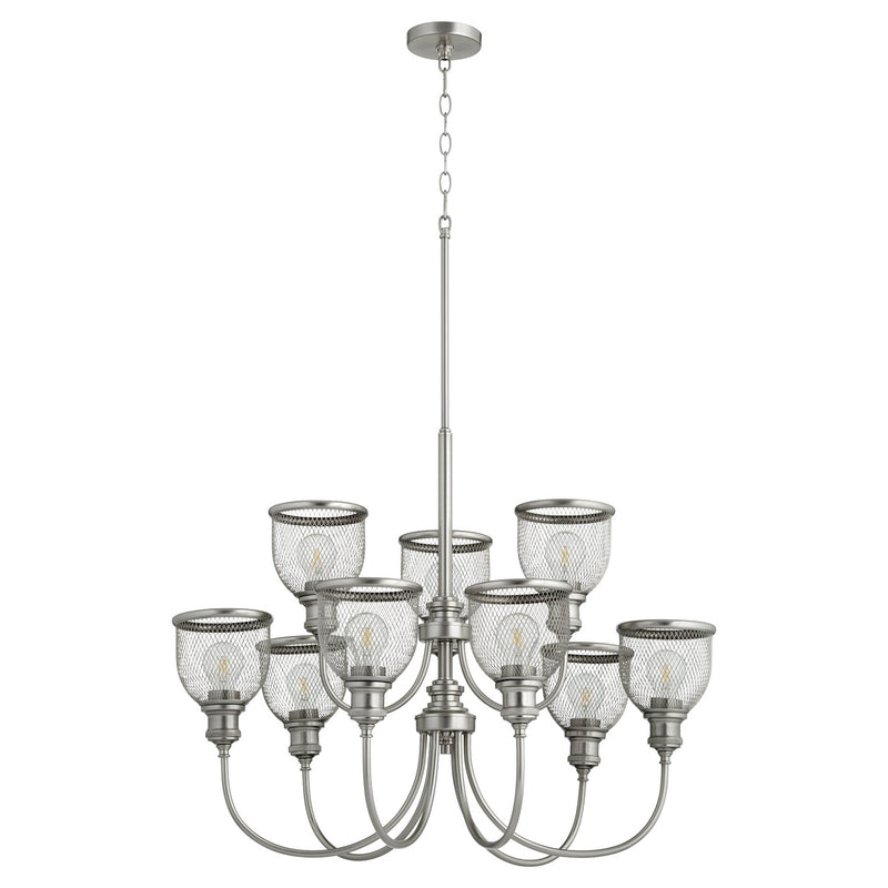 Quorum 6212-9-65 Nine Light Chandelier, Satin Nickel Finish - LightingWellCo