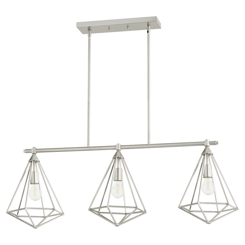 Quorum 6311-3-65 Three Light Island Pendant, Satin Nickel Finish - LightingWellCo