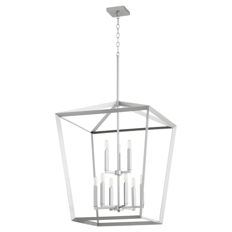 Quorum 6809-9-64 Nine Light Entry Pendant, Classic Nickel Finish - LightingWellCo
