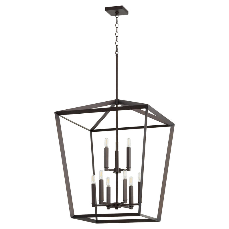 Quorum 6809-9-86 Nine Light Entry Pendant, Oiled Bronze Finish - LightingWellCo