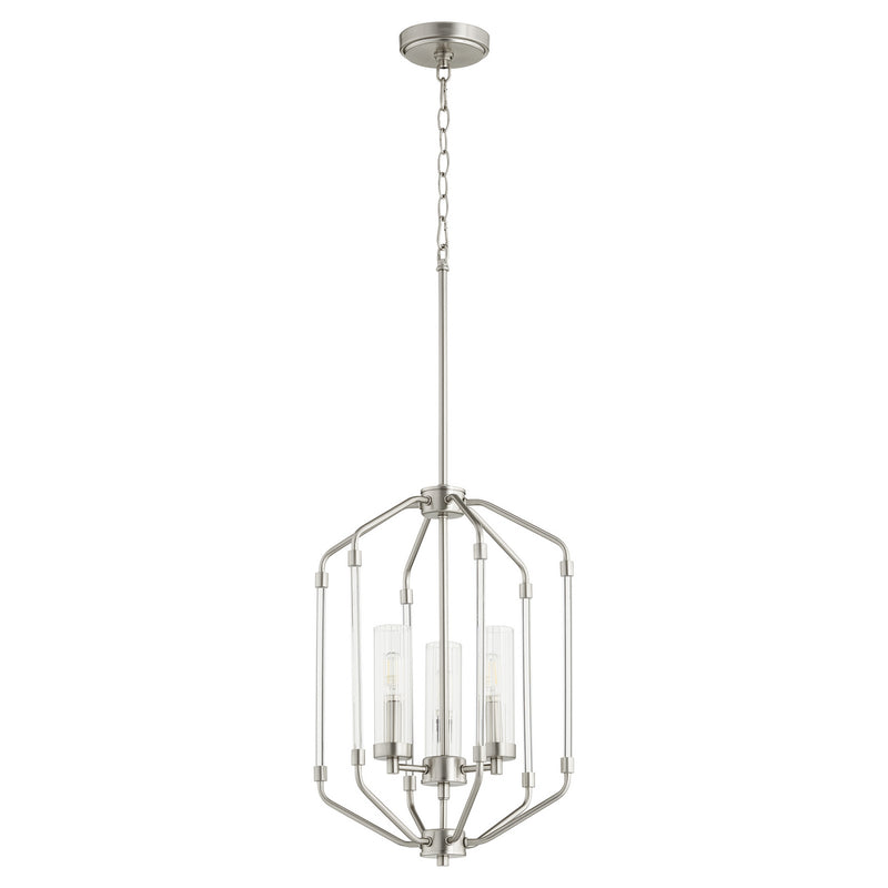 Quorum 6963-3-65 Three Light Entry Pendant, Satin Nickel Finish - LightingWellCo